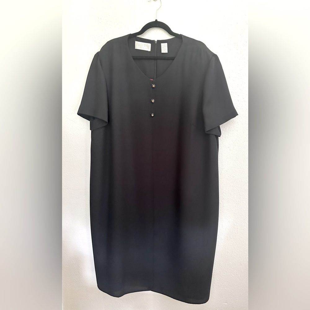 Vintage Liz Claiborne ELIZABETH Dress Plus Sz 22 Red & Black Overlay